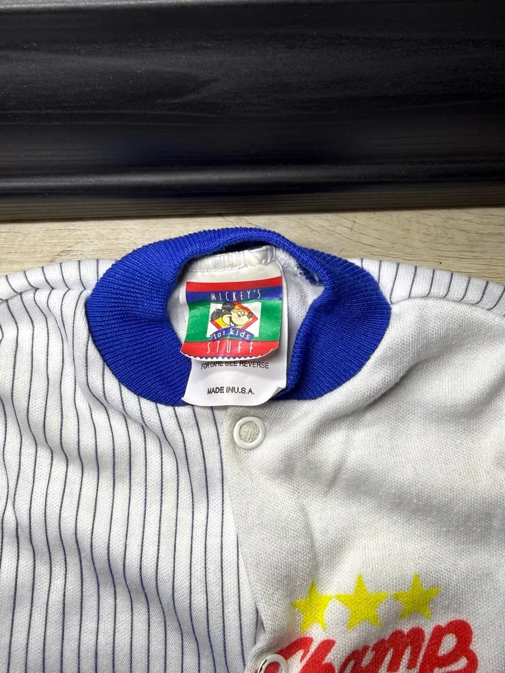 New Vintage 1980s Kids / Toddlers Disney Mickey Mouse Baseball Striped Romper